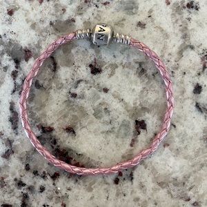 Pandora pink braided leather bracelet